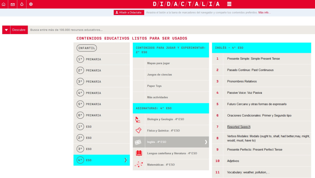 Didactalia: recursos por curso, asignatura y tema